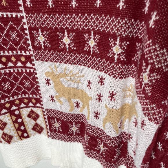 Andre the Unit Women's Red and White Reindeer Sweater Holiday Sweater Christmas - Picture 2 of 6